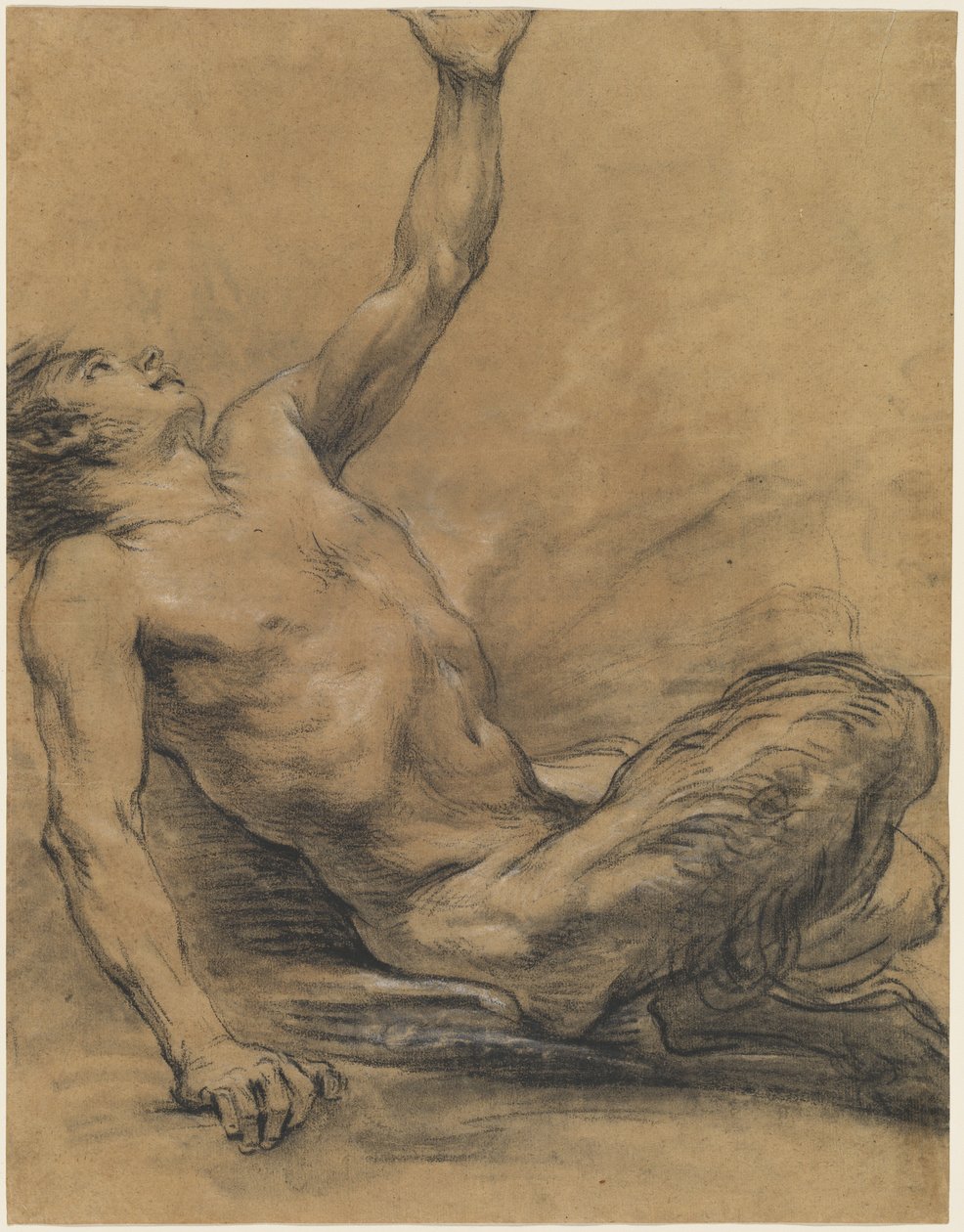 Seated Satyr Leaning Backward (recto) by Jean Baptiste Deshays
