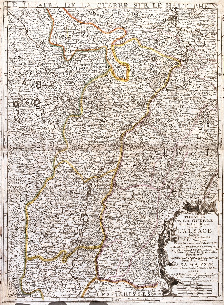 Map of Alsace (France) by Jean Baptiste Nolin