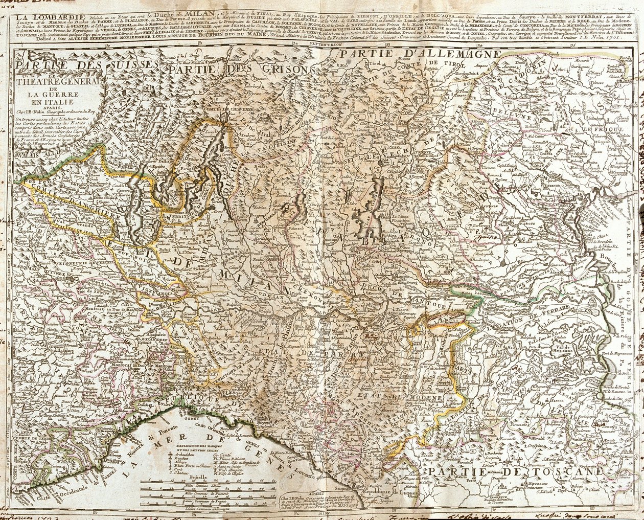Map of Lombardy (Italy) by Jean Baptiste Nolin