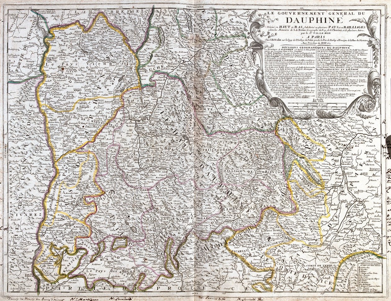 Map of the Dauphiné (France) (engraving) by Jean Baptiste Nolin
