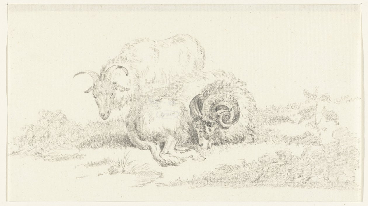Lying Goat in Front of a Standing Goat by Jean Bernard