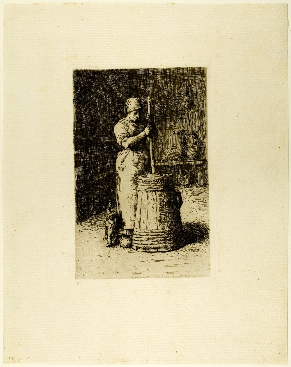 A Woman Churning by Jean Francois Millet
