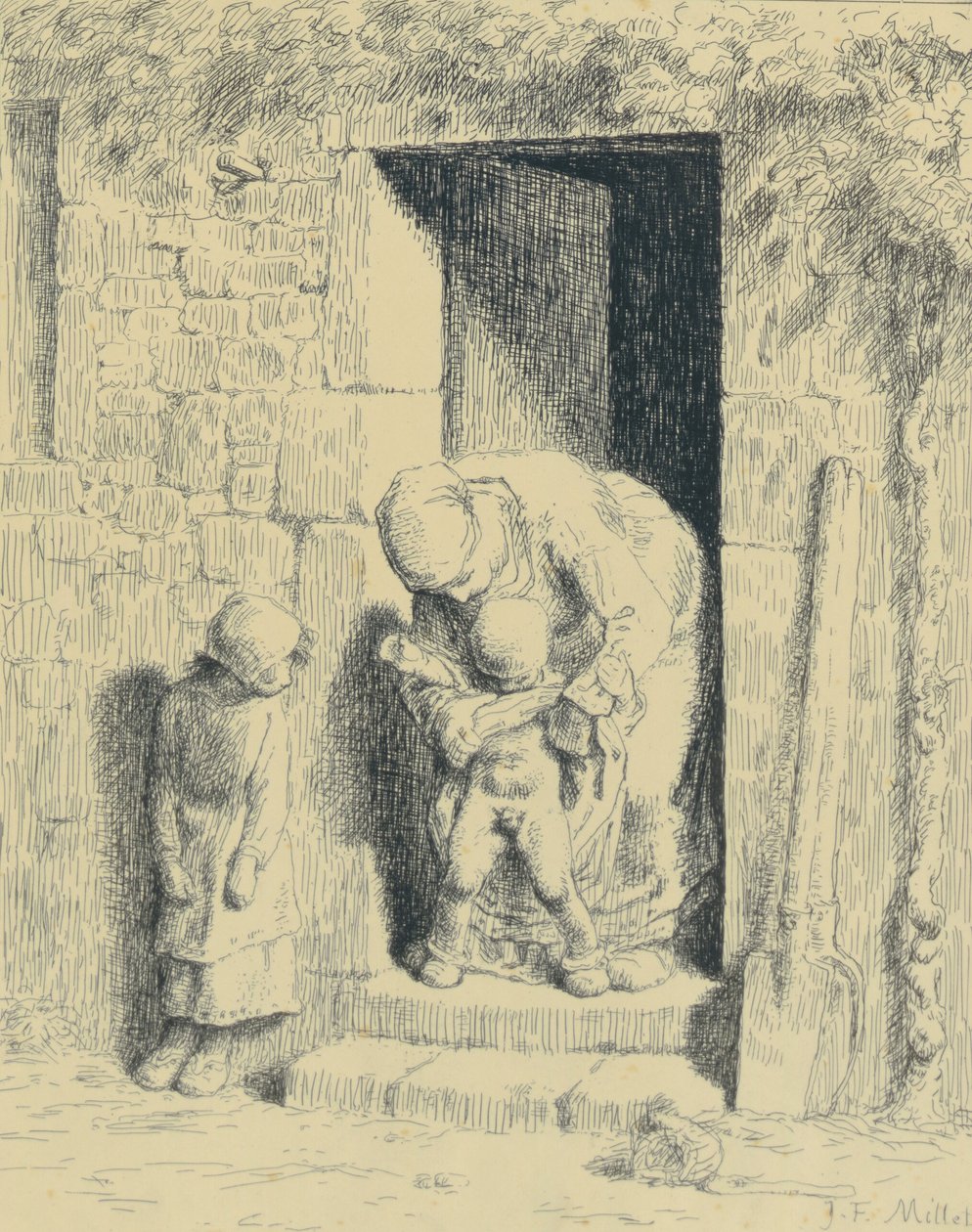 Maternal Precaution by Jean Francois Millet
