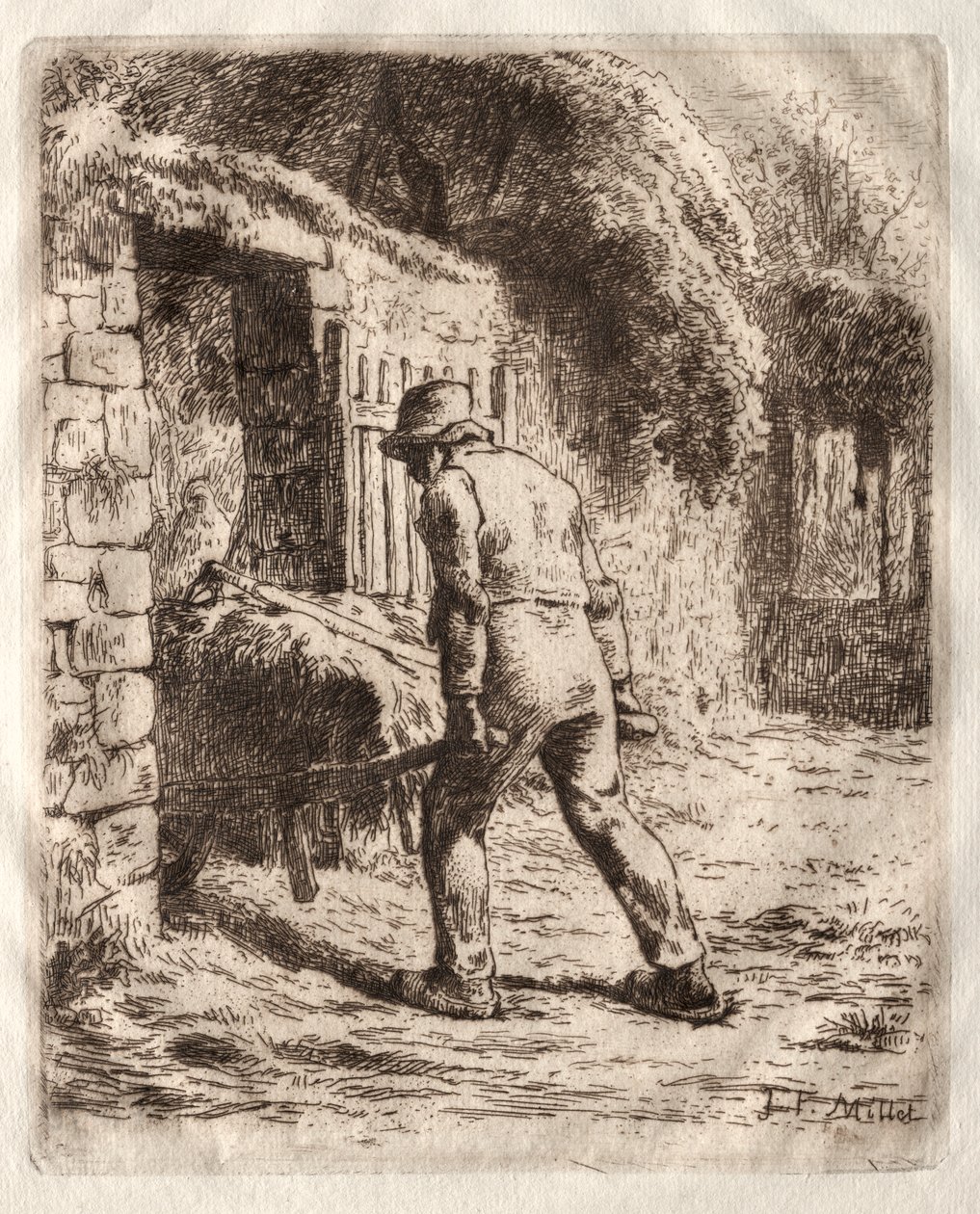 Peasant with a Wheelbarrow by Jean Francois Millet