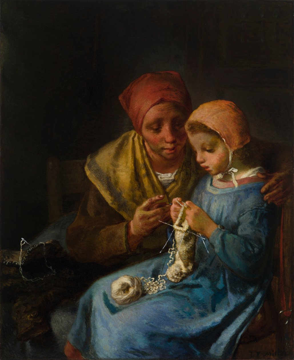 The Knitting Lesson by Jean Francois Millet