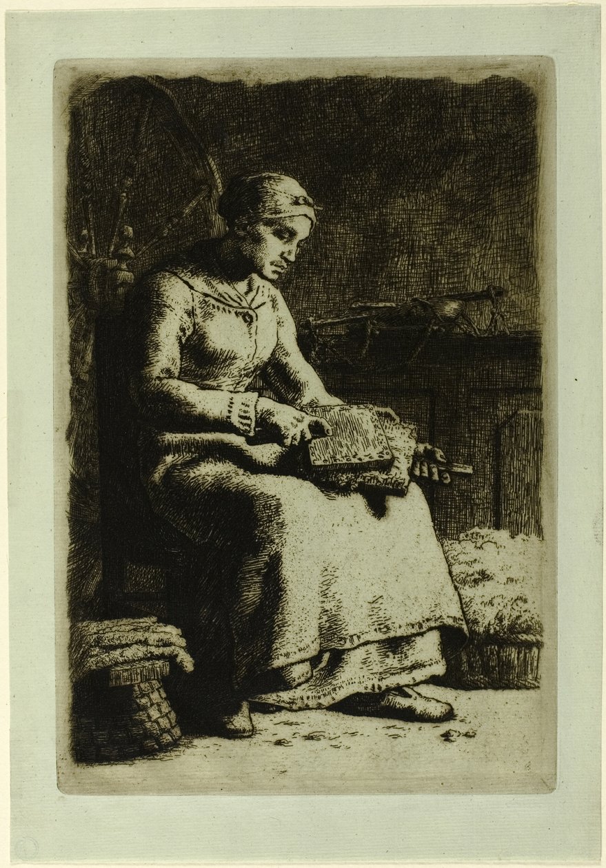 The Wool-Carder by Jean Francois Millet