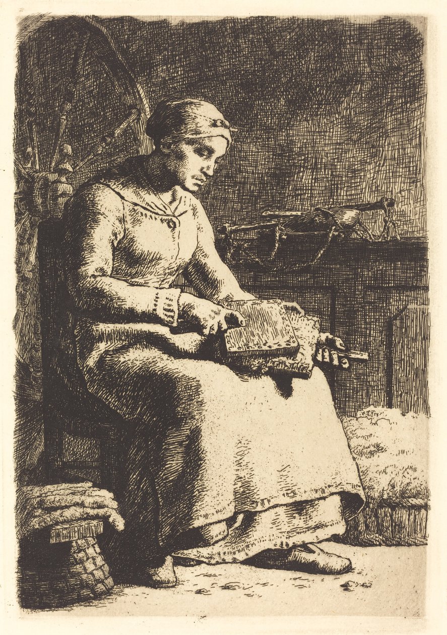 The Wool Carder by Jean Francois Millet