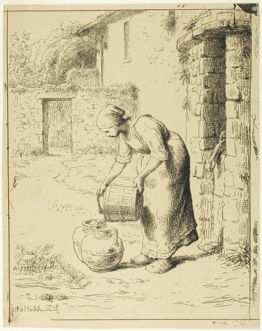 Woman Emptying a Pail by Jean Francois Millet
