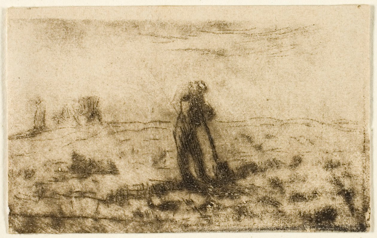 Woman Hanging Out Clothes by Jean Francois Millet
