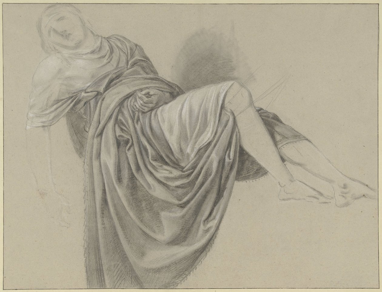 Drapery Study of a Lying Woman by Jean Grandjean