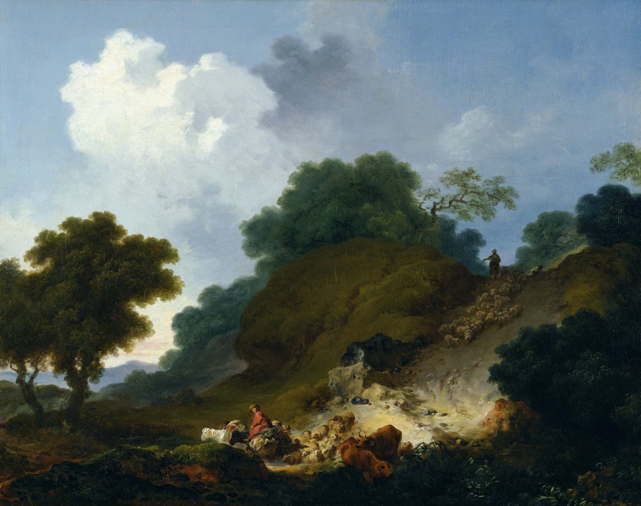 Flock of Sheep Descending the Hill by Jean Honore Fragonard