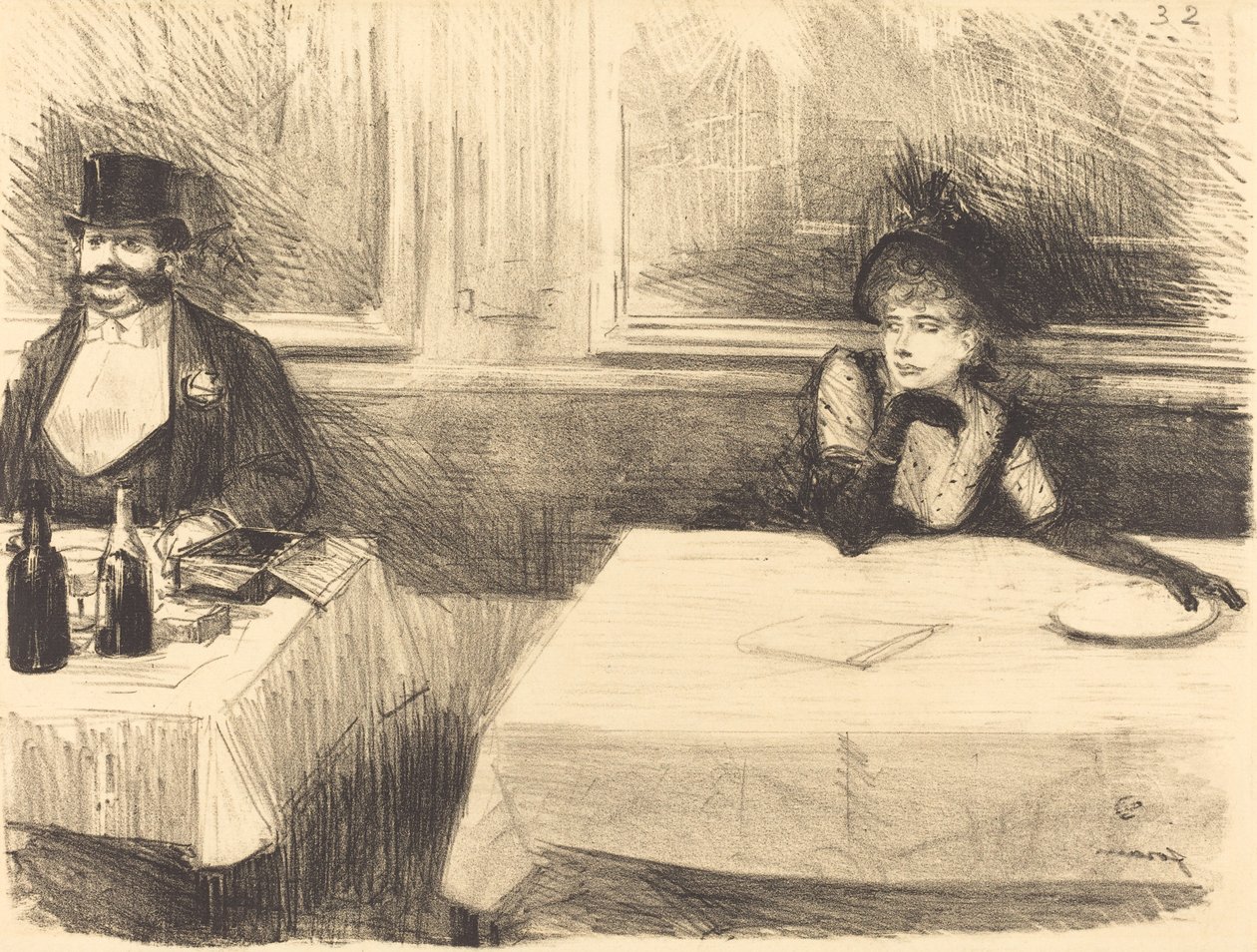 At the Restaurant by Jean Louis Forain