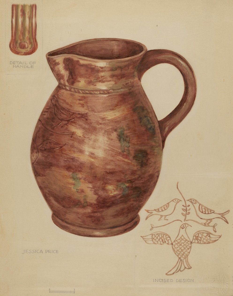 Red Earthenware Pitcher by Jessica Price