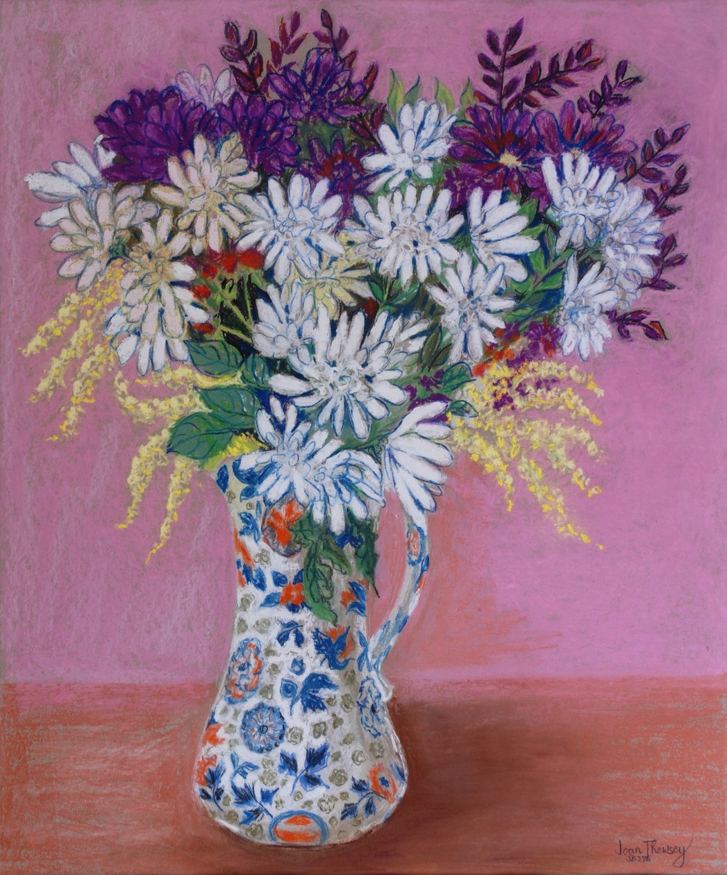 Chrysanthemums in a Japanese Jug by Joan Thewsey
