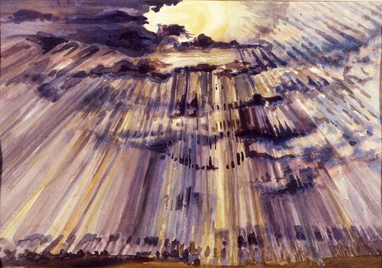 Large Sky, Sunshine through raindrops by Joan Thewsey