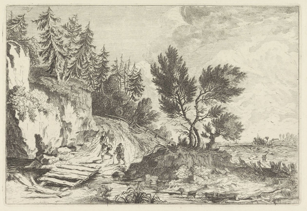 Two Walkers by a Bridge by Joannes Bemme
