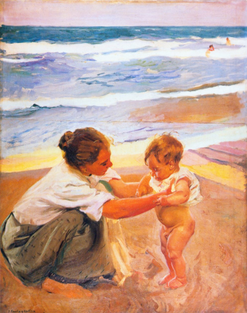 Mother and Child on the Beach by Joaquín Sorolla