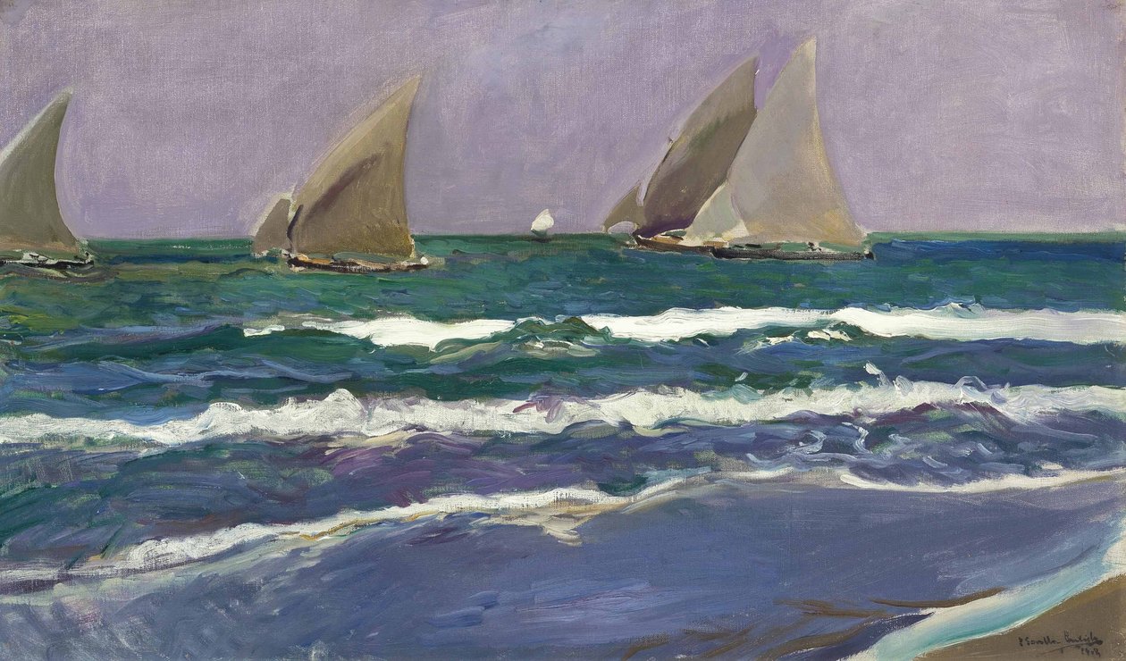 Sails on the Sea, Valencia by Joaquín Sorolla