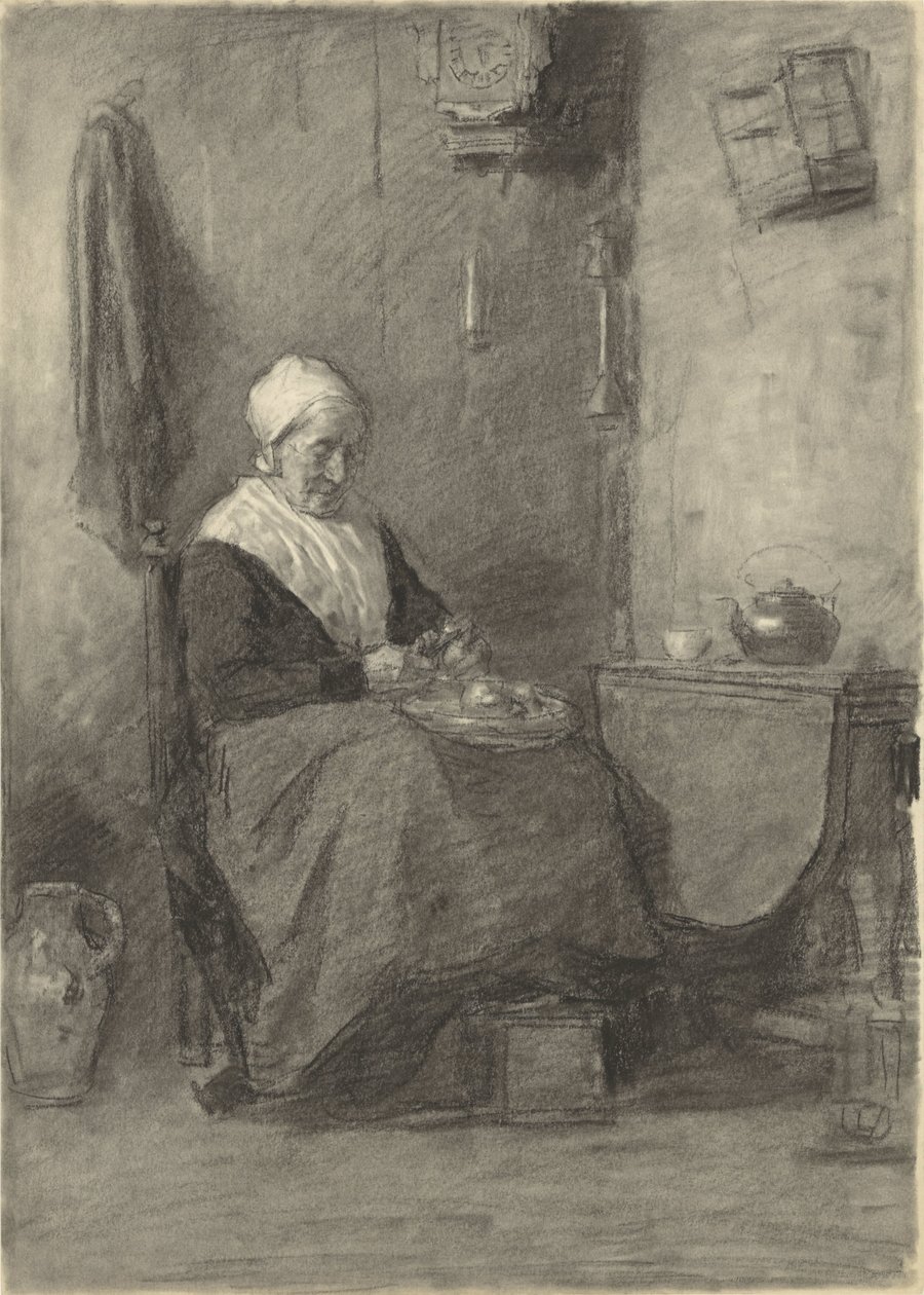 Peasant Woman in Interior by Johan Antonie de Jonge