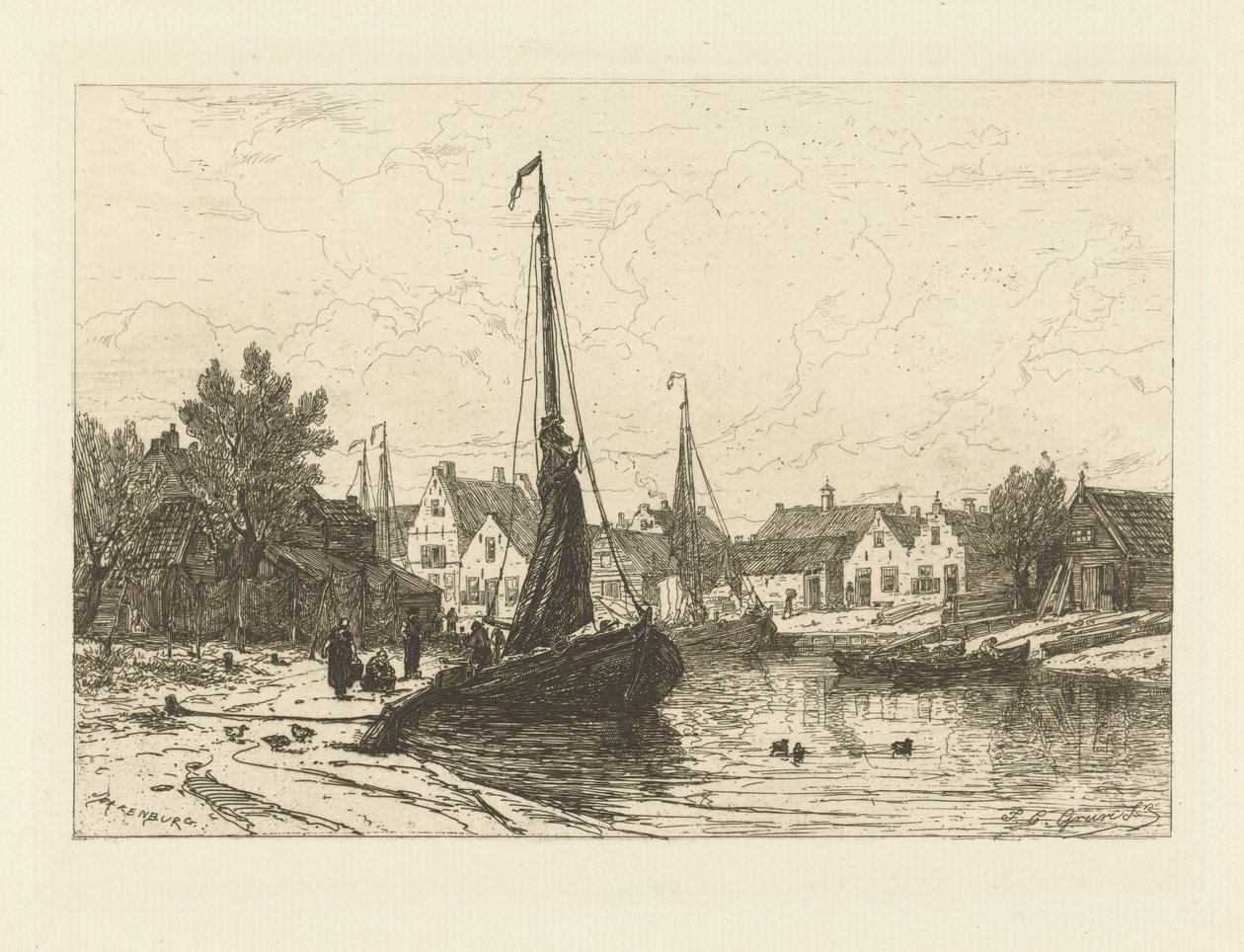 View of the Harbor of Spakenburg by Johan Conrad Greive