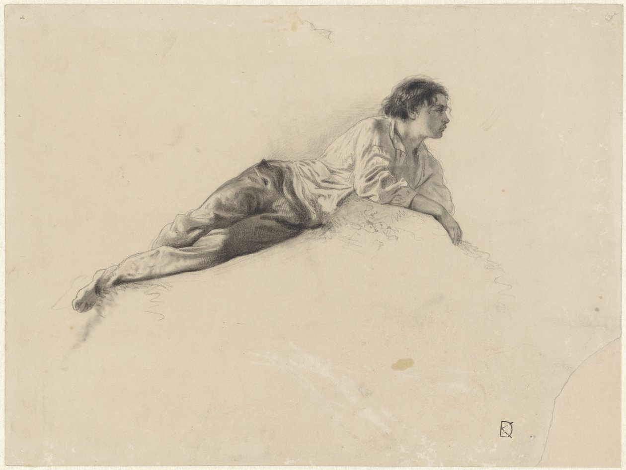 Study of a reclining young man by Johan Daniël Koelman