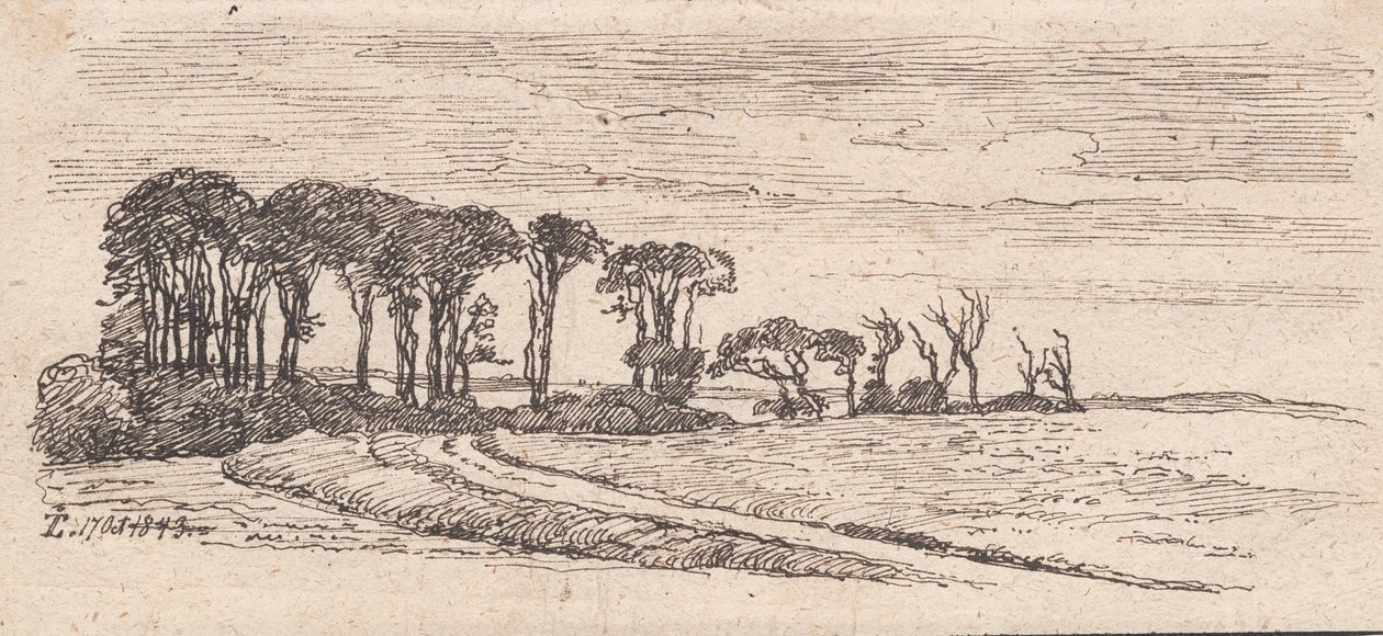 Landscape with a row of trees by Johan Thomas Lundbye