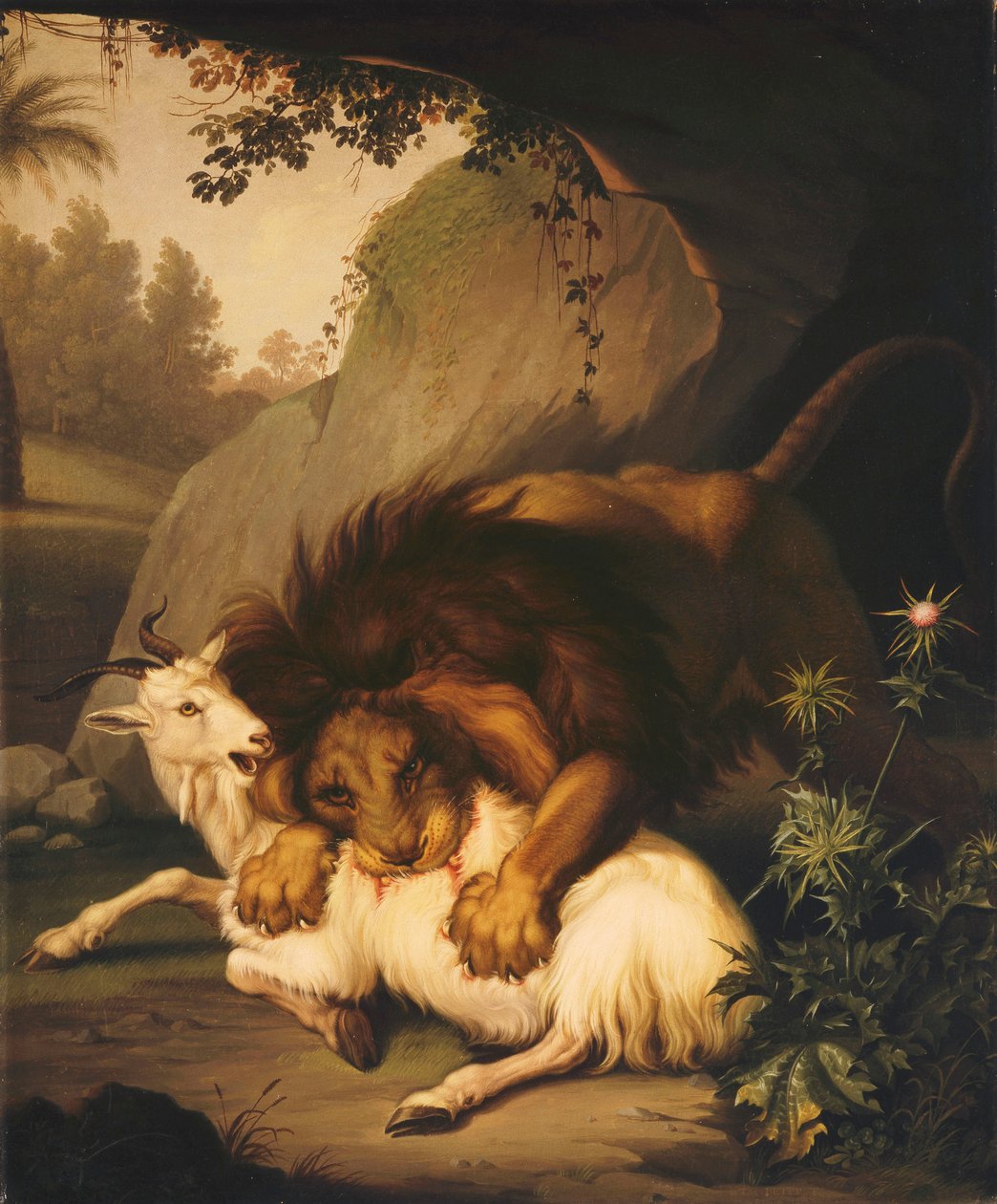 A Lion attacking a Goat by Johan Wenzel Peter