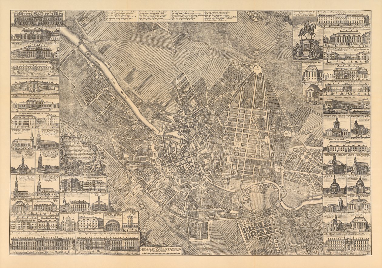 Map of Berlin showing buildings of interest by Johann David Schleuen