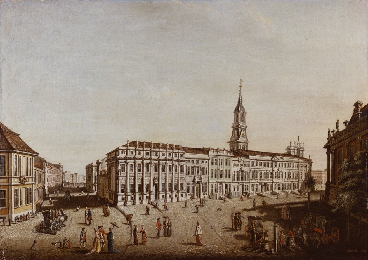 View of Castle Street and the Fiaker Square, Potsdam by Johann Friedrich Meyer