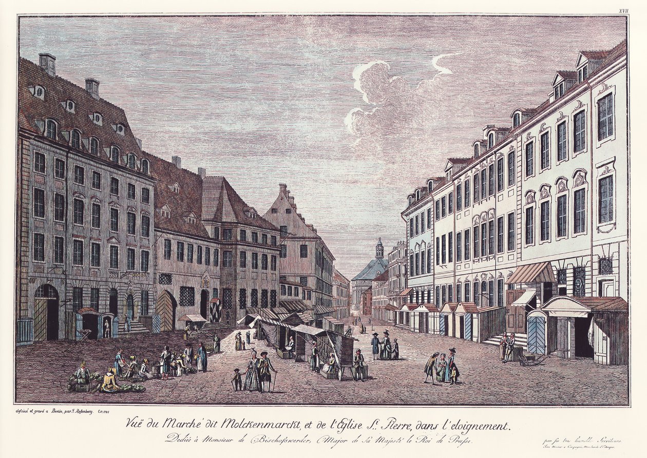 View of Molkenmarkt in Old Berlin by Johann Georg Rosenberg