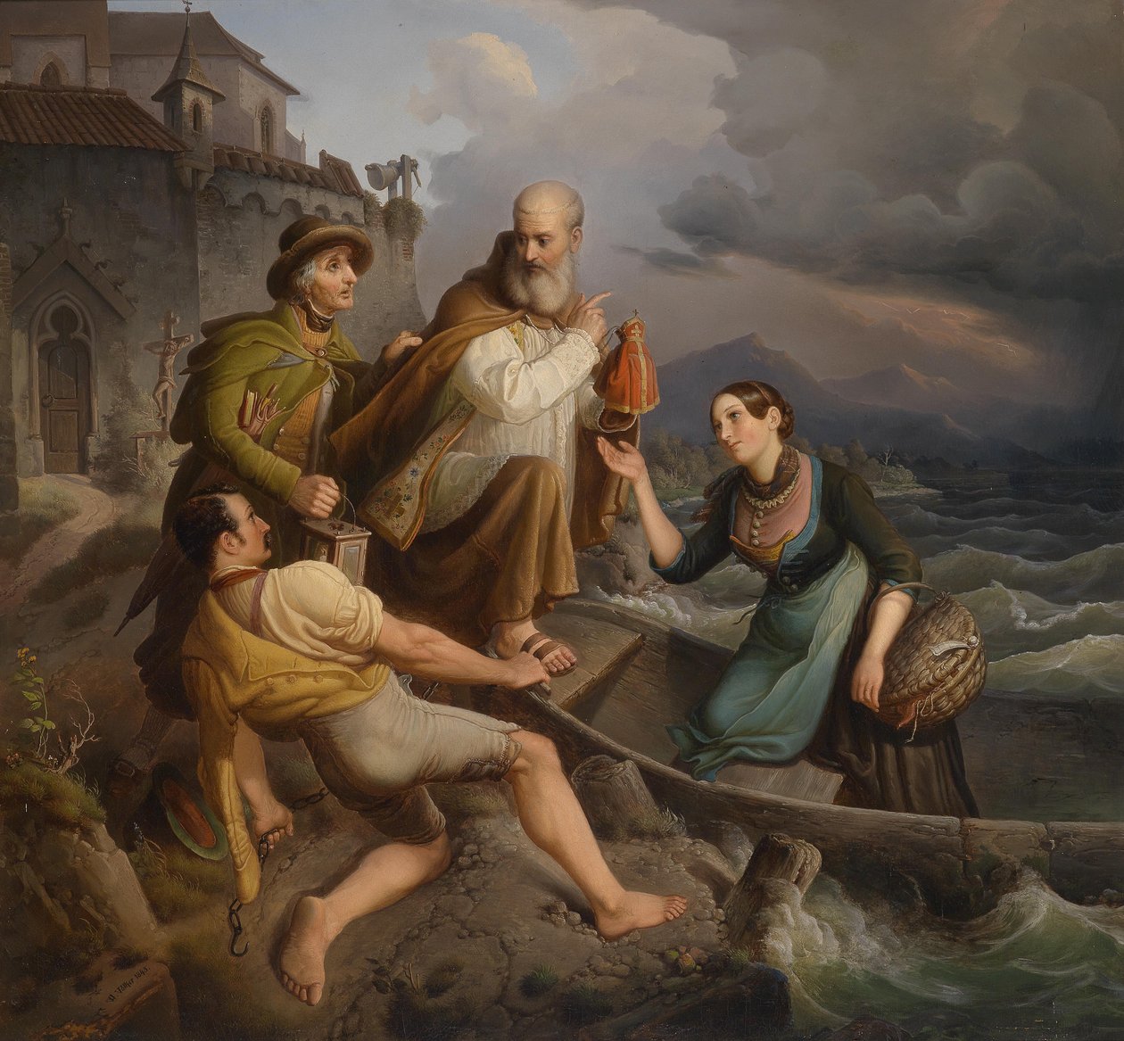 Ferry Approaching Storm by Johann Wilhelm Volker
