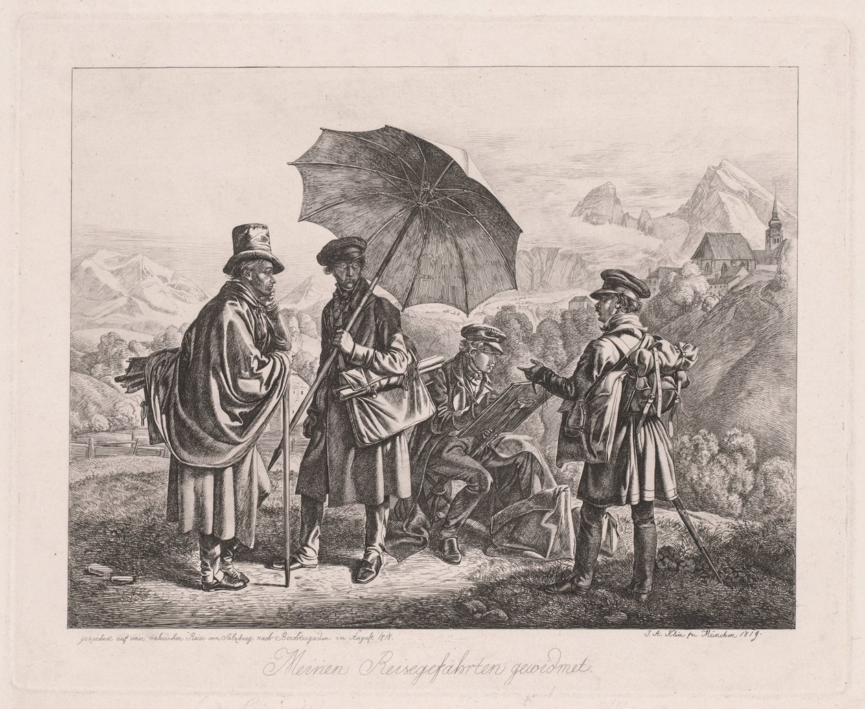 The Artists on Their Journey, 1819 by Johann Adam Klein