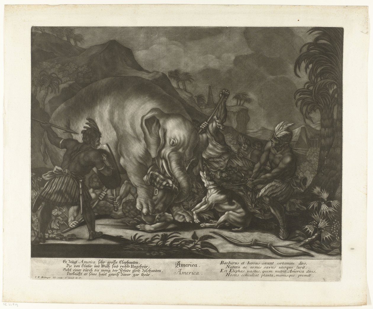 Elephant Hunt by Johann Elias Ridinger