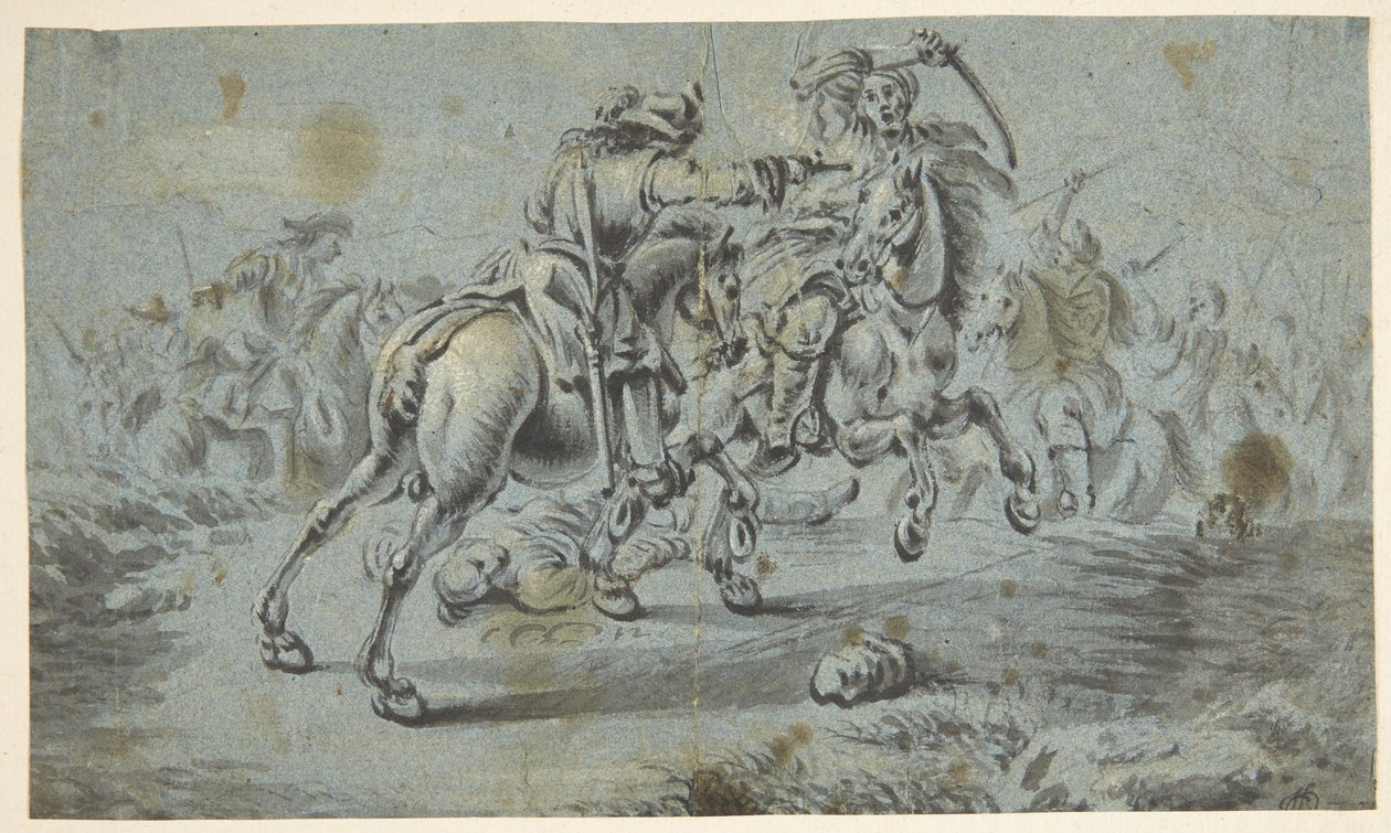 Scene of Knights with Turks? by Johann Georg von Bemmel