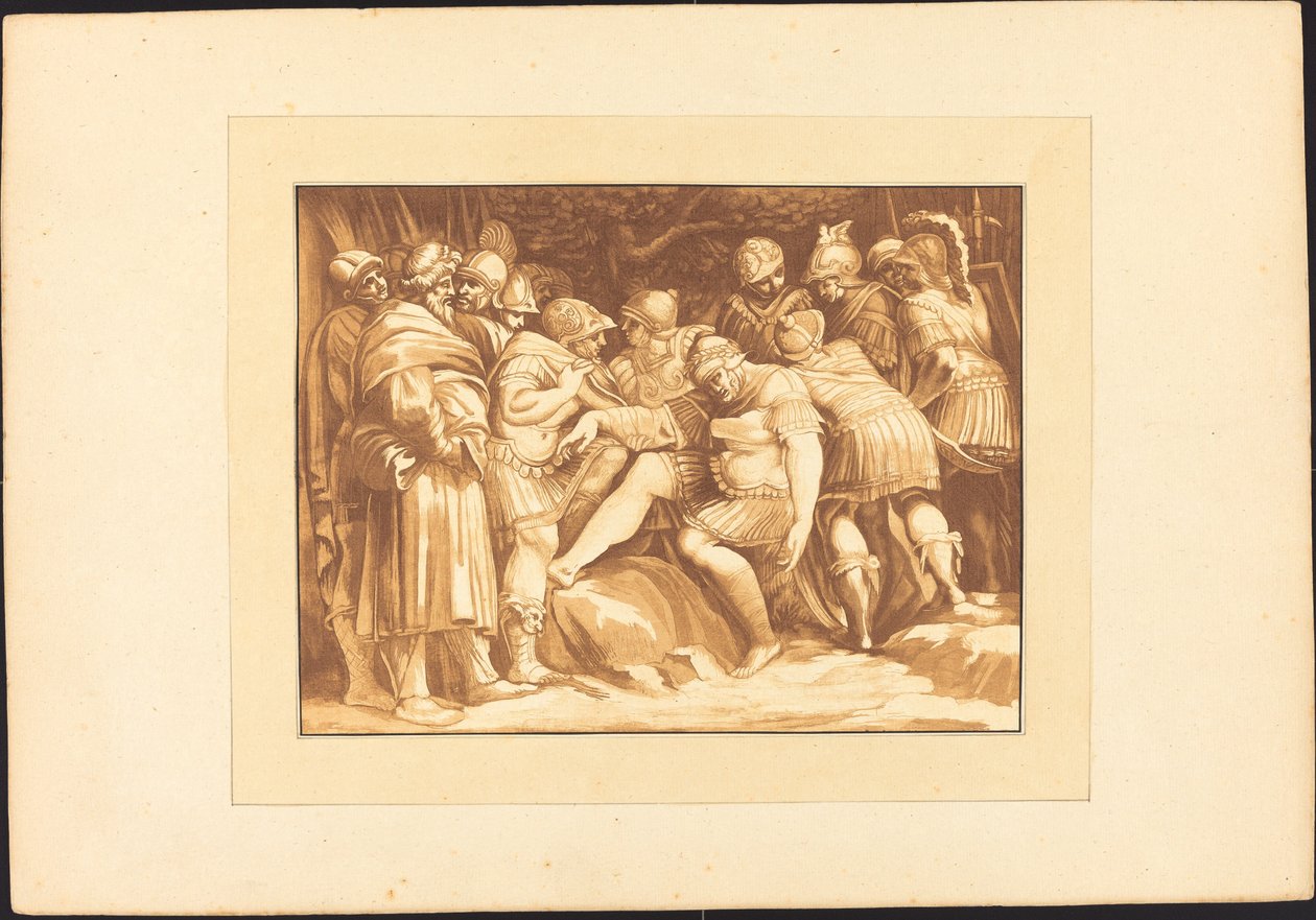 Dying Epaminondas by Johann Gottlieb Prestel after Polidoro da Caravaggio