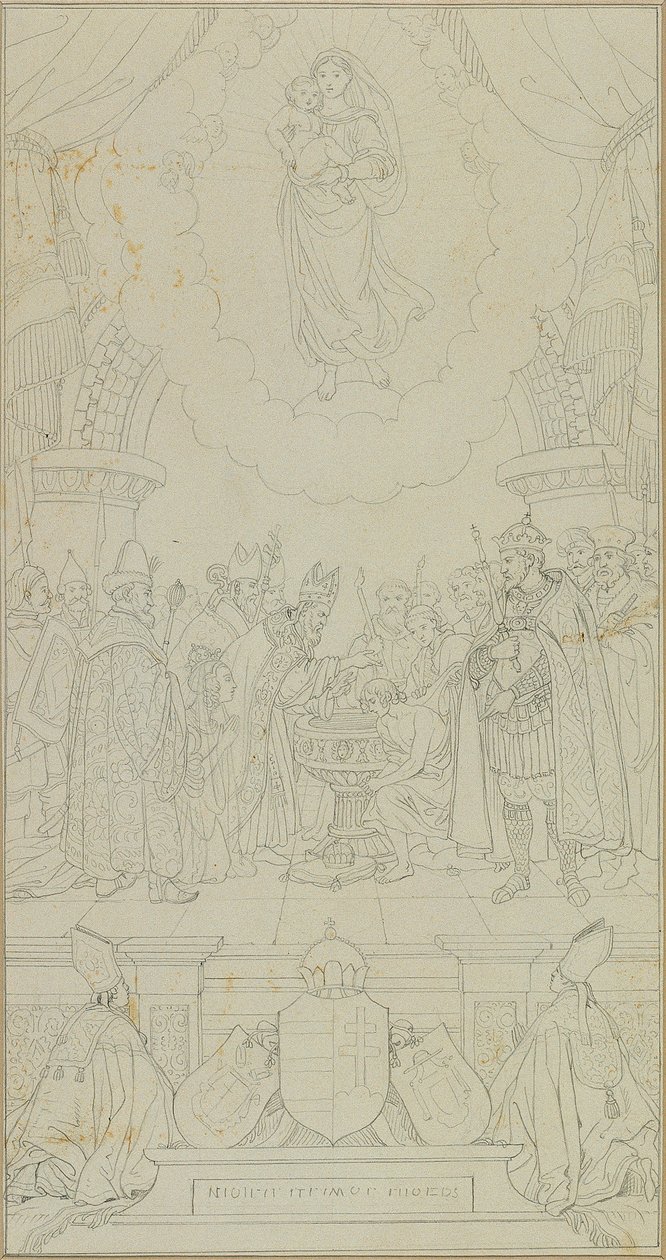 Baptism of Stephen of Hungary by Johann Peter Krafft