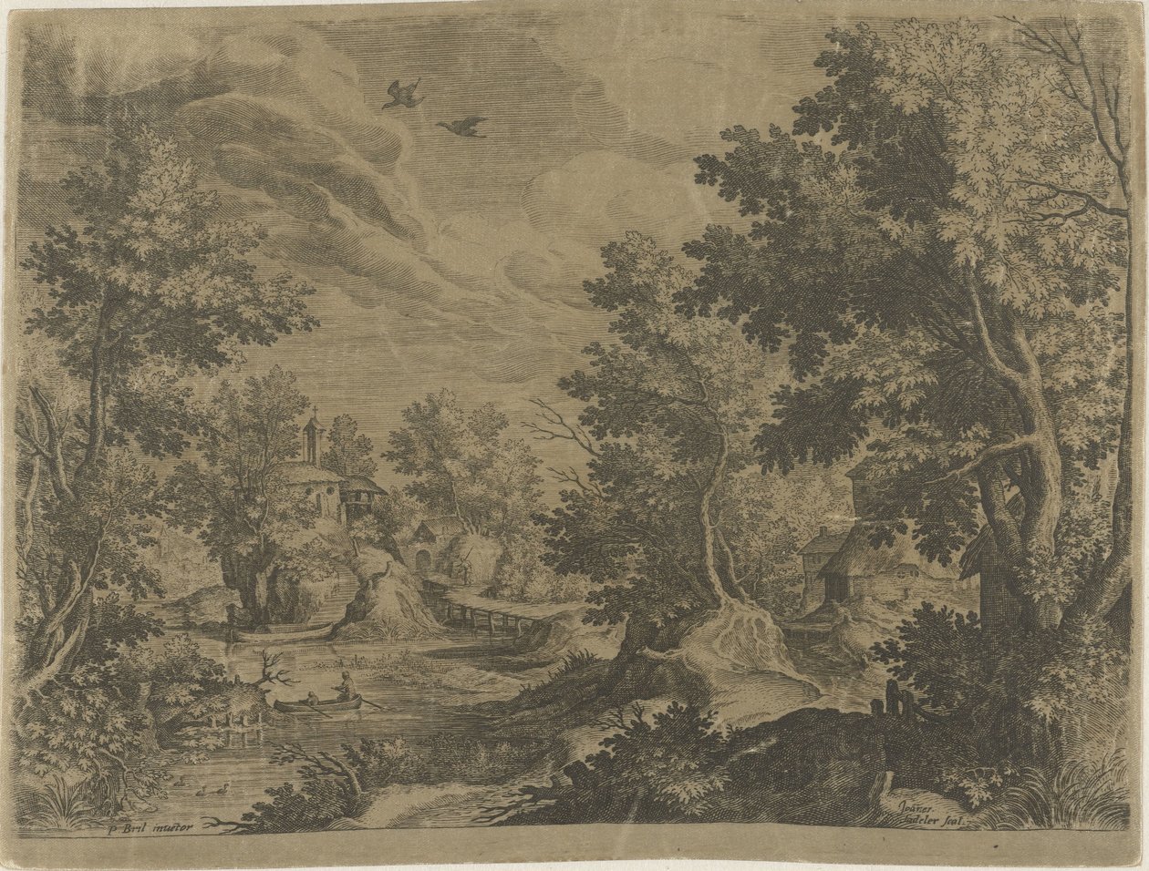 River Landscape with a Rowboat by Johann Sadeler (I)