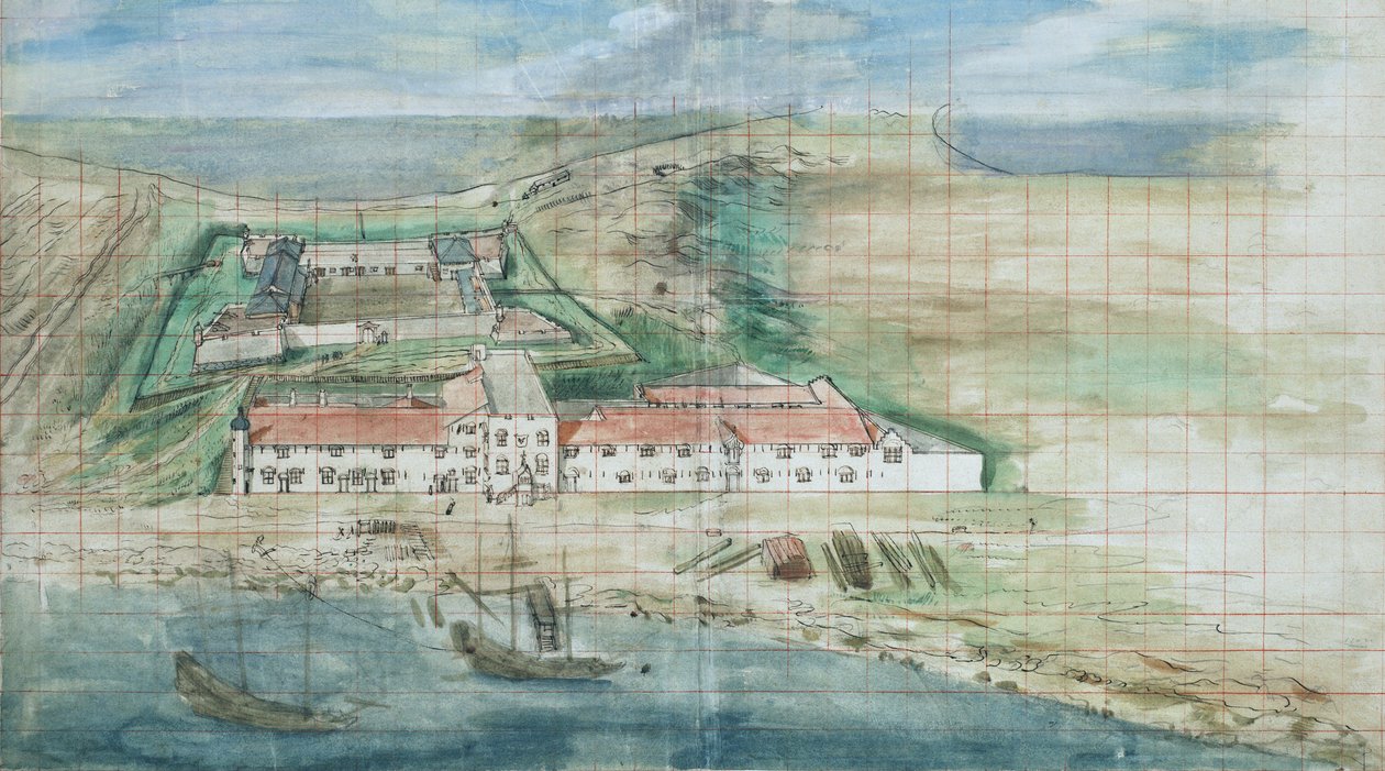 Overview of Fort Zeelandia in Tainan, Taiwan by Johannes Vingboons