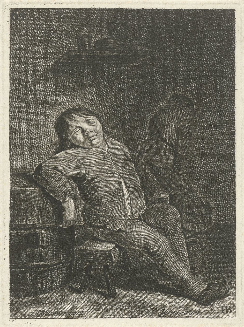 Inn Interior with Two Farmers by Johannes Gronsveld