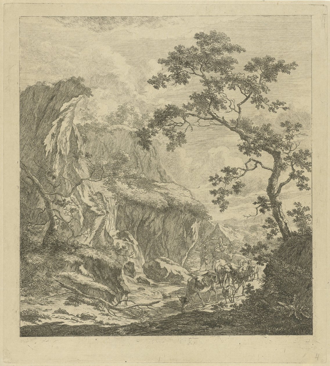 Mountainous Landscape with Cattle by Johannes Janson