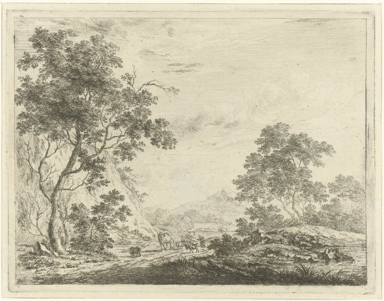 Landscape with Shepherd and Cattle by Johannes Janson