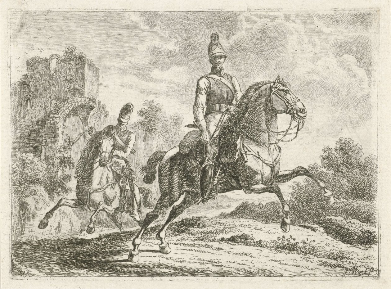 Two Soldiers on Horseback by Johannes Mock