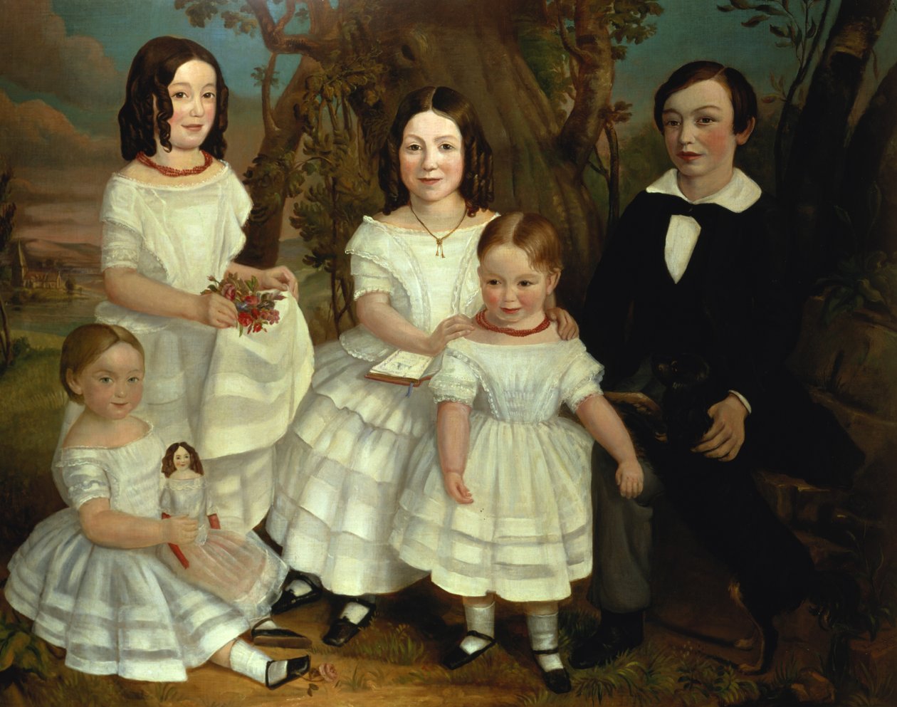 Portrait of a Boy and His Four Sisters by John A. Giles