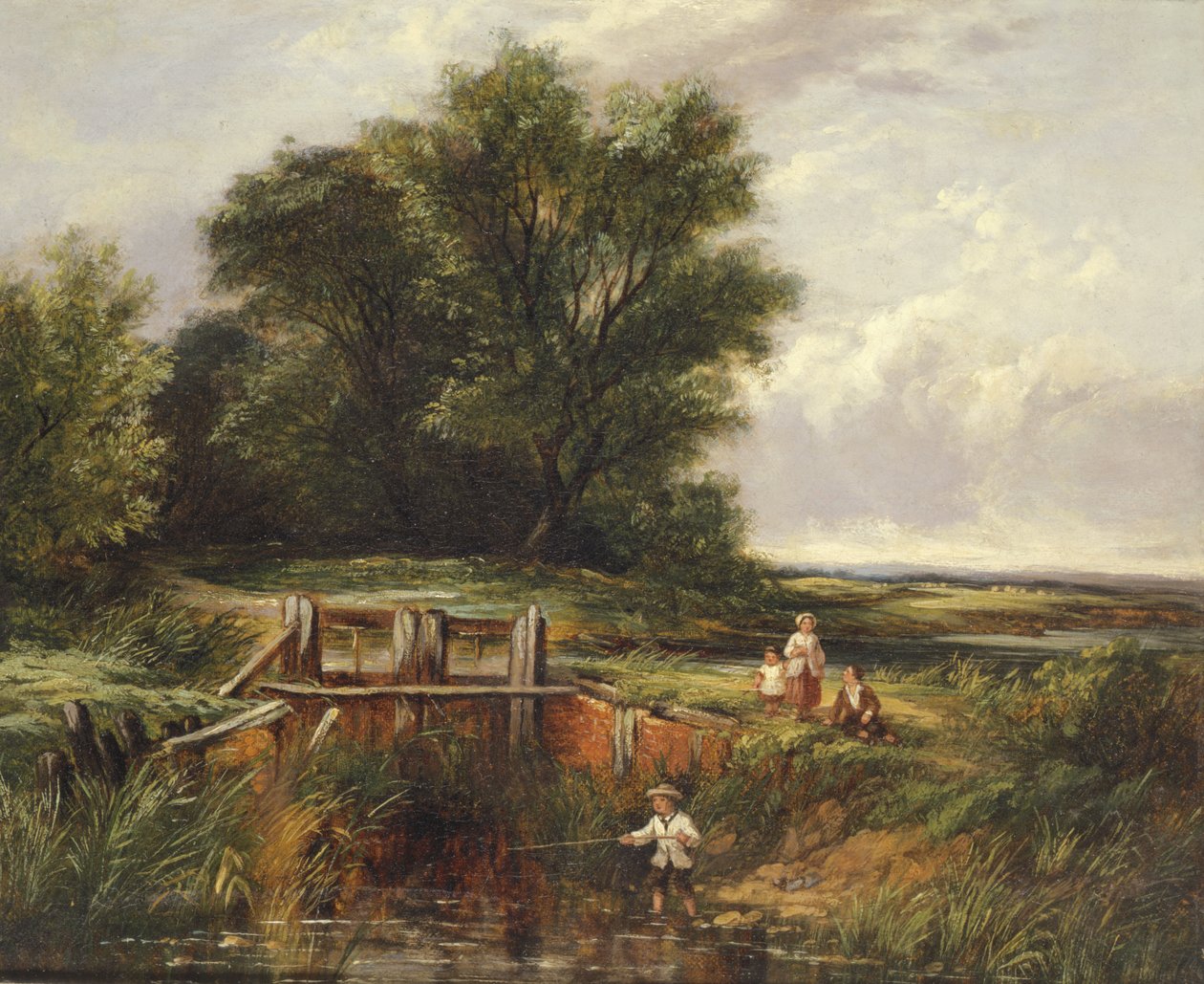 Children by a Lock Gate by John Anthony Puller