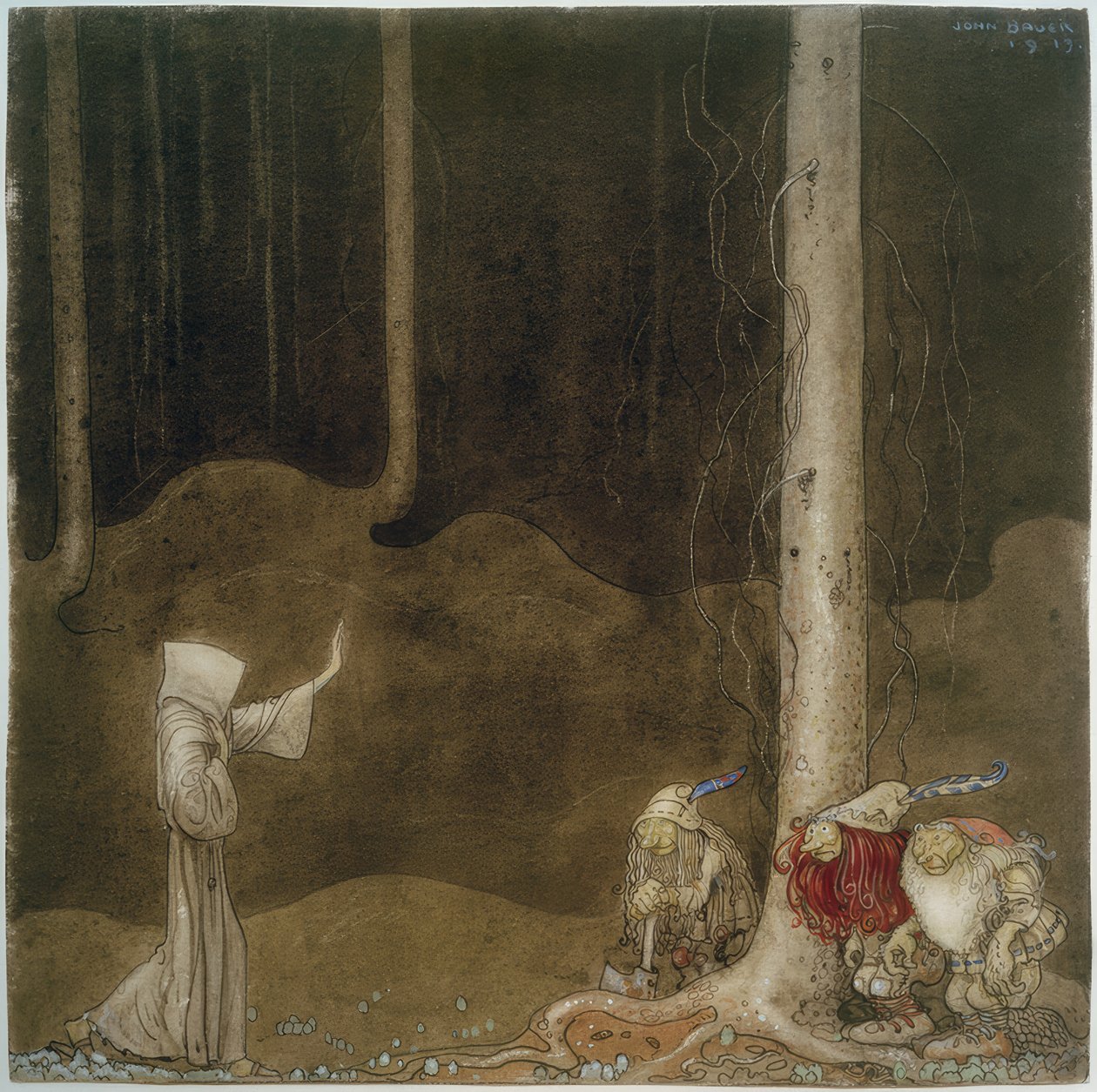 St. Martin and Three Trolls by John Bauer