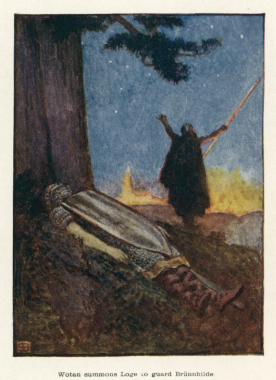 Wotan summons Loge to guard Brunnhilde by John Byam Liston Shaw