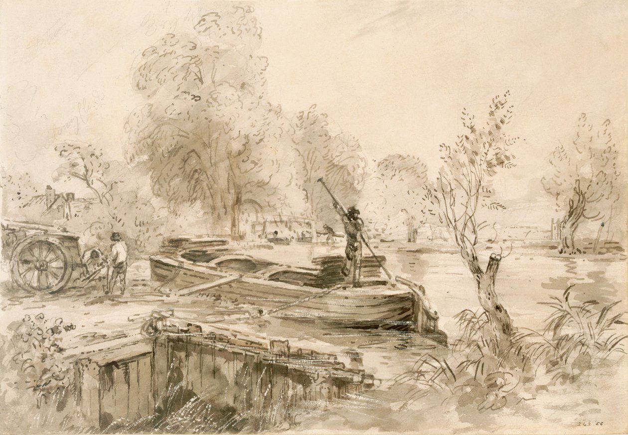 Men Loading a Barge on the Stour by John Constable