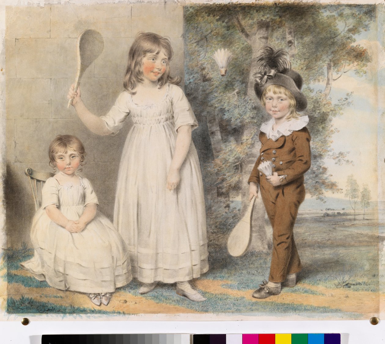 The children of Frederick and Ellen Ray of Abingdon, Berkshire, in a landscape, 1795 by John Downman
