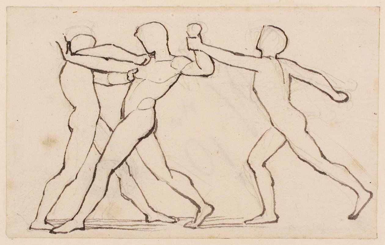 A Group of Three Wrestling Figures by John Flaxman
