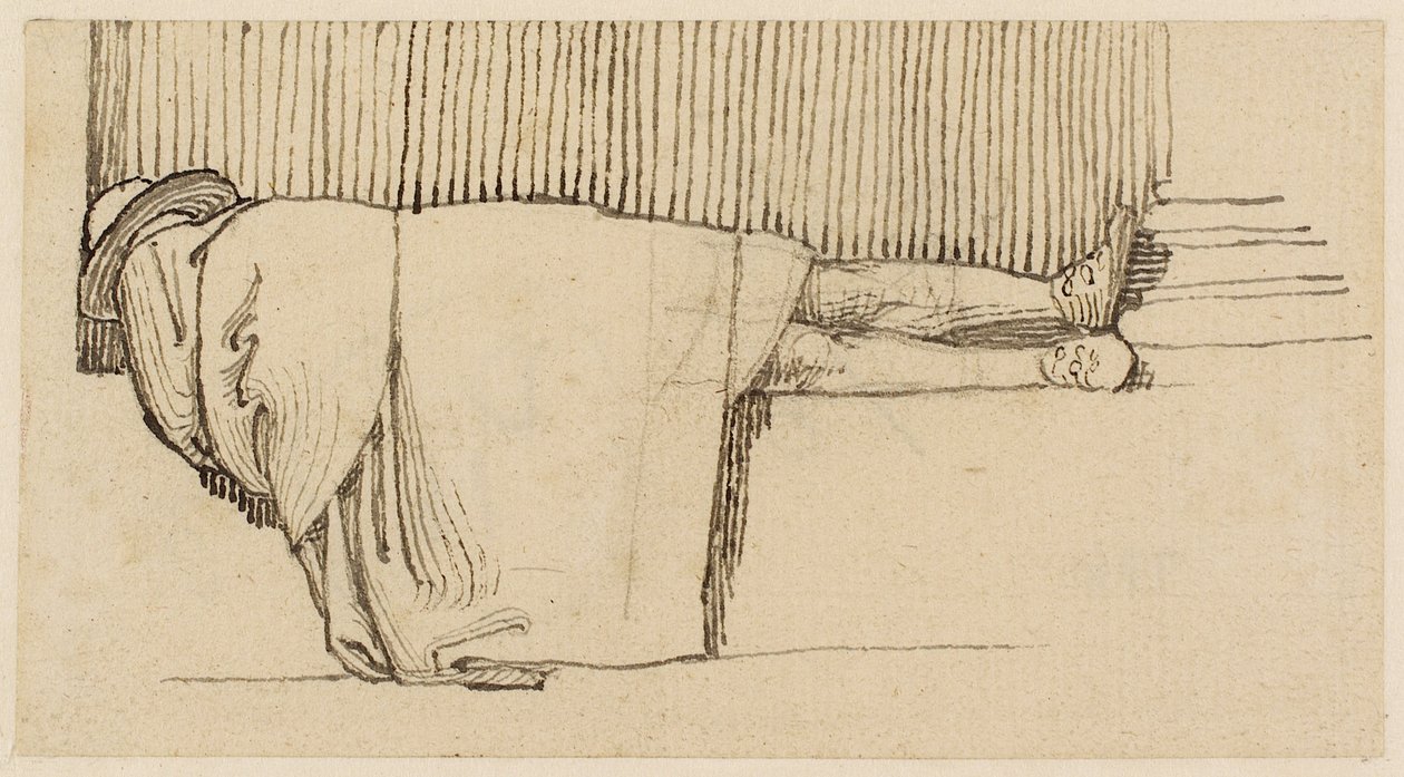 A Man in a Cloak Asleep on the Plinth of a Building by John Flaxman